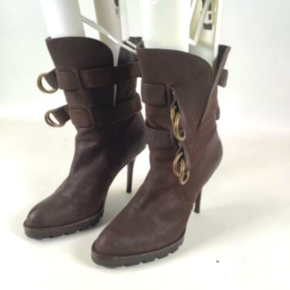 BLACK FRIDAY 35% SALE! Coach Thelma Espresso Brown Leather Mid Calf Boots 8 Wmns - Picture 4 of 8
